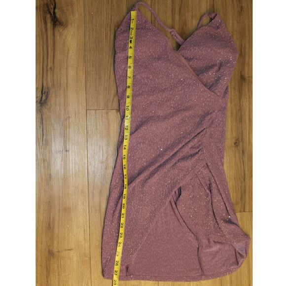Speechless Glitter Wrap Mini Dress Purple Sparkle Sleeveless Party Dress Jr 5 - Picture 6 of 6